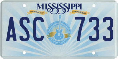 MS license plate ASC733