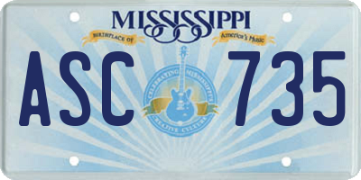 MS license plate ASC735