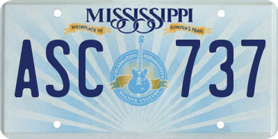 MS license plate ASC737