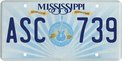 MS license plate ASC739