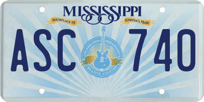 MS license plate ASC740