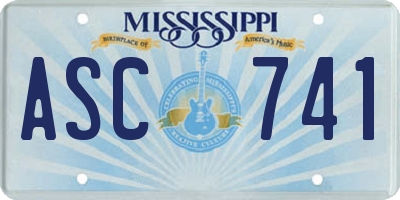 MS license plate ASC741