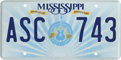 MS license plate ASC743