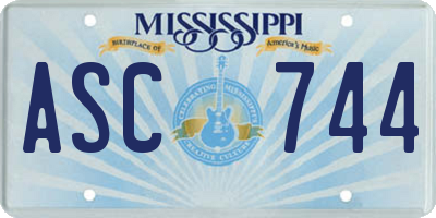 MS license plate ASC744