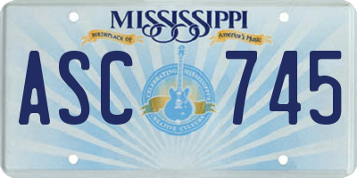 MS license plate ASC745