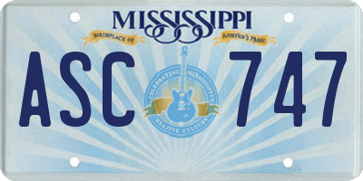 MS license plate ASC747