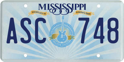 MS license plate ASC748
