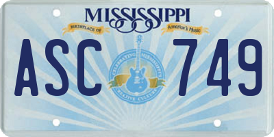 MS license plate ASC749