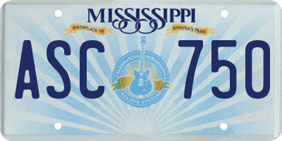 MS license plate ASC750