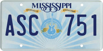 MS license plate ASC751