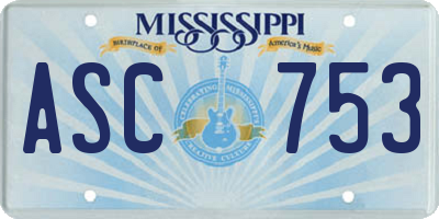 MS license plate ASC753