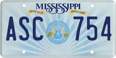 MS license plate ASC754