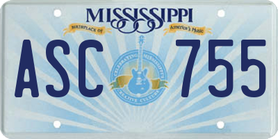 MS license plate ASC755