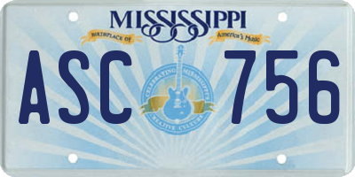 MS license plate ASC756