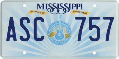 MS license plate ASC757