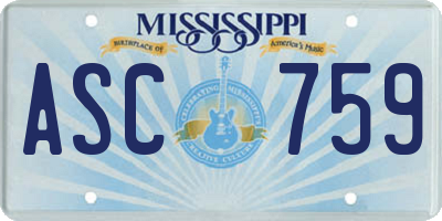 MS license plate ASC759