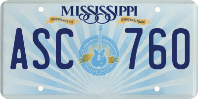 MS license plate ASC760