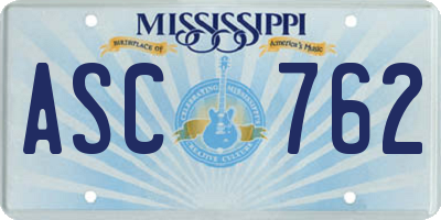 MS license plate ASC762