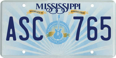 MS license plate ASC765