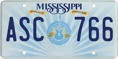 MS license plate ASC766