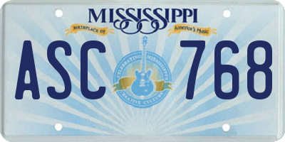 MS license plate ASC768