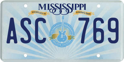 MS license plate ASC769