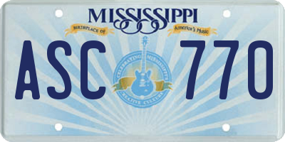 MS license plate ASC770