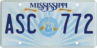 MS license plate ASC772
