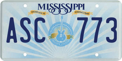 MS license plate ASC773