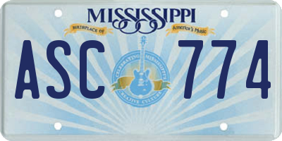 MS license plate ASC774
