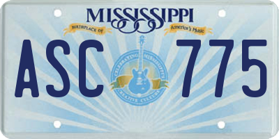 MS license plate ASC775