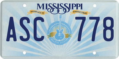 MS license plate ASC778