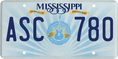 MS license plate ASC780