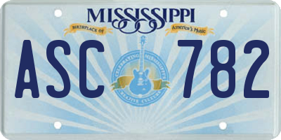 MS license plate ASC782