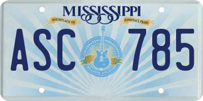 MS license plate ASC785