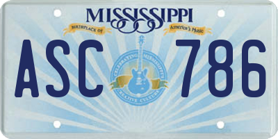 MS license plate ASC786