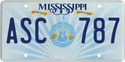 MS license plate ASC787