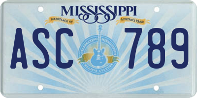 MS license plate ASC789