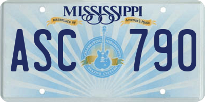 MS license plate ASC790