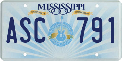 MS license plate ASC791