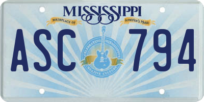 MS license plate ASC794