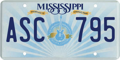 MS license plate ASC795