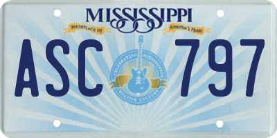 MS license plate ASC797