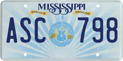 MS license plate ASC798