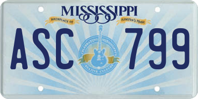 MS license plate ASC799