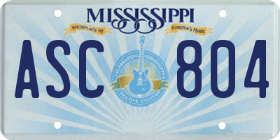 MS license plate ASC804