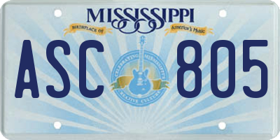 MS license plate ASC805