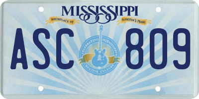 MS license plate ASC809