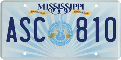 MS license plate ASC810