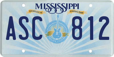 MS license plate ASC812